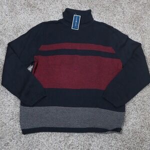 Karen‎ Scott Womens XL Black Red Colorblock Birdseye Turtleneck Sweater NWT